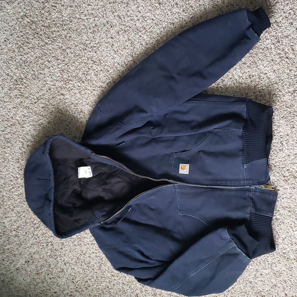 mens medium carhartt navy jacket coat
